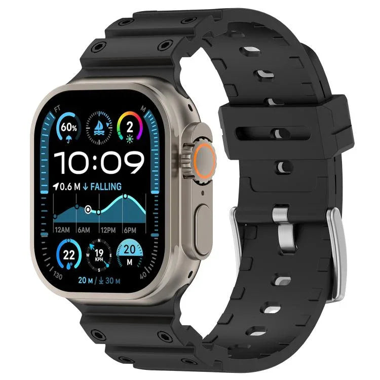 Bracelet de montre en silicone bicolore à texture diamant, pour Apple Watch 46 mm / 49 mm / 45 mm / 44 mm
