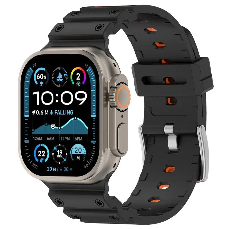 Bracelet de montre en silicone bicolore à texture diamant, pour Apple Watch 46 mm / 49 mm / 45 mm / 44 mm
