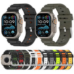 Bracelet de montre en silicone bicolore à texture diamant, pour Apple Watch 46 mm / 49 mm / 45 mm / 44 mm
