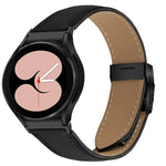 Bracelet de montre en cuir avec boucle en écailles de tortue noire texturées litchi, pour Samsung Galaxy Watch 7 40 / 44mm