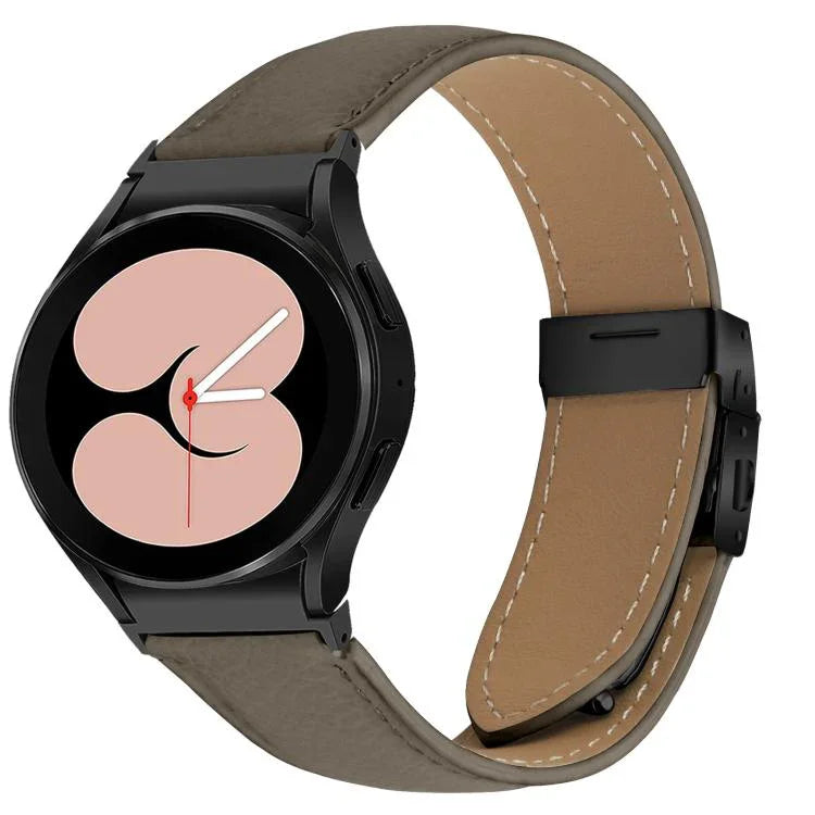 Bracelet de montre en cuir avec boucle en écailles de tortue noire texturées litchi, pour Samsung Galaxy Watch 7 40 / 44mm