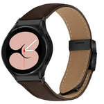 Bracelet de montre en cuir avec boucle en écailles de tortue noire texturées litchi, pour Samsung Galaxy Watch 7 40 / 44mm