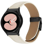 Bracelet de montre en cuir avec boucle en écailles de tortue noire texturées litchi, pour Samsung Galaxy Watch 7 40 / 44mm