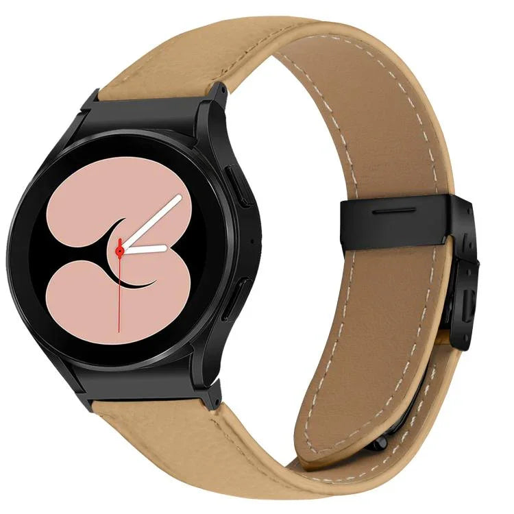 Bracelet de montre en cuir avec boucle en écailles de tortue noire texturées litchi, pour Samsung Galaxy Watch 7 40 / 44mm