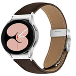 Bracelet de montre en cuir avec boucle ardillon au dos de tortue, texture litchi, argent, pour Samsung Galaxy Watch 7 40 / 44mm