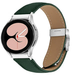 Bracelet de montre en cuir avec boucle ardillon au dos de tortue, texture litchi, argent, pour Samsung Galaxy Watch 7 40 / 44mm