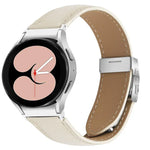 Bracelet de montre en cuir avec boucle ardillon au dos de tortue, texture litchi, argent, pour Samsung Galaxy Watch 7 40 / 44mm