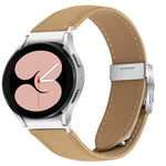 Bracelet de montre en cuir avec boucle ardillon au dos de tortue, texture litchi, argent, pour Samsung Galaxy Watch 7 40 / 44mm