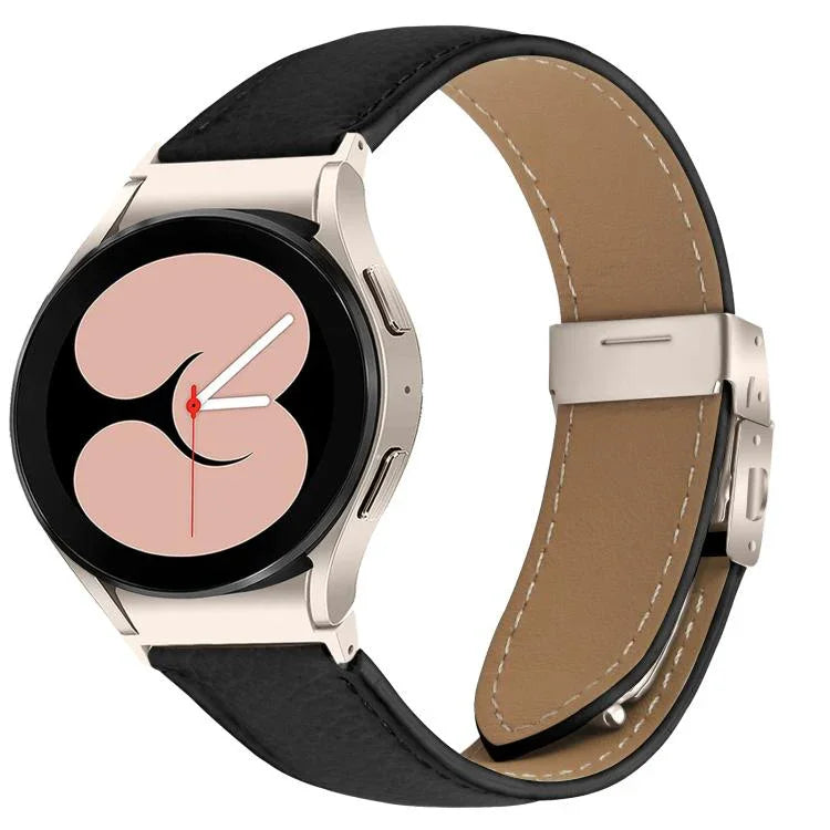 Bracelet de montre en cuir à boucle arrière tortue Starlight à texture litchi à dégagement rapide, pour Samsung Galaxy Watch 7 40 / 44mm