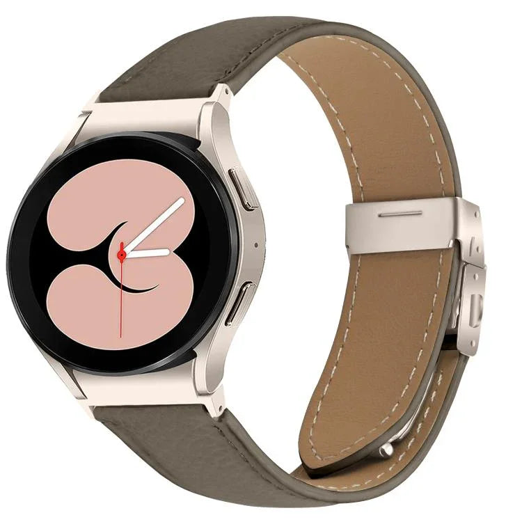 Bracelet de montre en cuir à boucle arrière tortue Starlight à texture litchi à dégagement rapide, pour Samsung Galaxy Watch 7 40 / 44mm