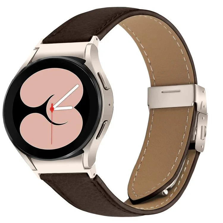 Bracelet de montre en cuir à boucle arrière tortue Starlight à texture litchi à dégagement rapide, pour Samsung Galaxy Watch 7 40 / 44mm