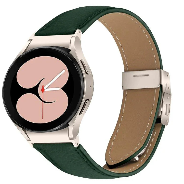 Bracelet de montre en cuir à boucle arrière tortue Starlight à texture litchi à dégagement rapide, pour Samsung Galaxy Watch 7 40 / 44mm