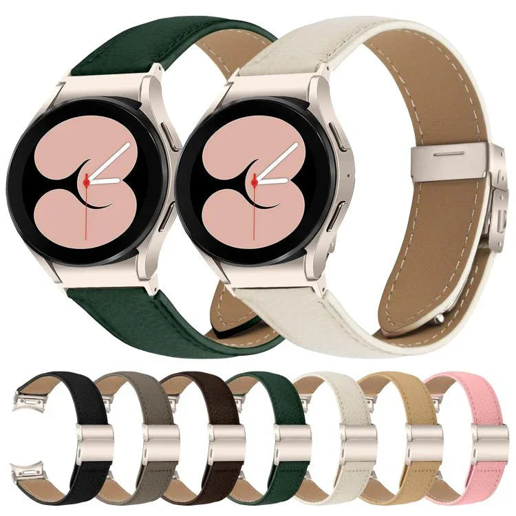 Bracelet de montre en cuir à boucle arrière tortue Starlight à texture litchi à dégagement rapide, pour Samsung Galaxy Watch 7 40 / 44mm