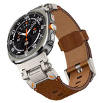 Bracelet en cuir pour montre Samsung Galaxy Watch Ultra 47mm / Ultra 2025, avec tête en acier inoxydable Explorer