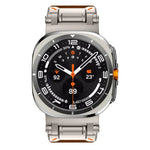 Bracelet en cuir pour montre Samsung Galaxy Watch Ultra 47mm / Ultra 2025, avec tête en acier inoxydable Explorer