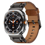 Bracelet en cuir pour montre Samsung Galaxy Watch Ultra 47mm / Ultra 2025, avec tête en acier inoxydable Explorer