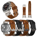 Bracelet en cuir pour montre Samsung Galaxy Watch Ultra 47mm / Ultra 2025, avec tête en acier inoxydable Explorer