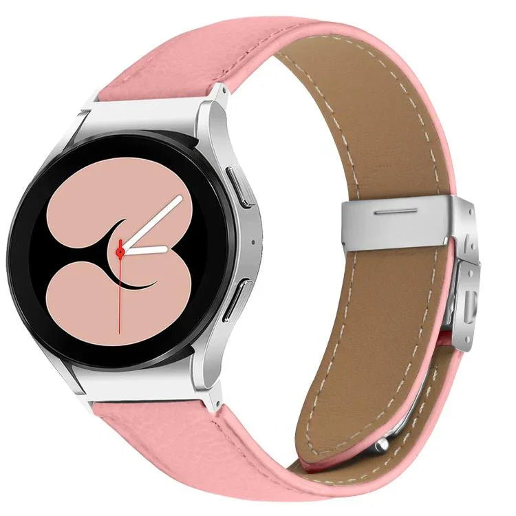 Bracelet de montre en cuir à boucle arrière de tortue argentée texturée litchi à dégagement rapide, pour Samsung Galaxy Watch 7 40 / 44mm