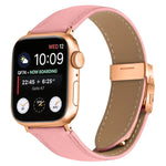 Bracelet de montre en cuir à boucle tortue en or rose texturé litchi, compatible avec Apple Watch 46 mm / 49 mm / 45 mm / 44 mm et Apple Watch 42 mm / 41 mm / 40 mm / 38 mm.