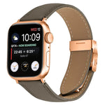 Bracelet de montre en cuir à boucle tortue en or rose texturé litchi, compatible avec Apple Watch 46 mm / 49 mm / 45 mm / 44 mm et Apple Watch 42 mm / 41 mm / 40 mm / 38 mm.