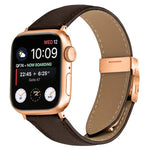 Bracelet de montre en cuir à boucle tortue en or rose texturé litchi, compatible avec Apple Watch 46 mm / 49 mm / 45 mm / 44 mm et Apple Watch 42 mm / 41 mm / 40 mm / 38 mm.