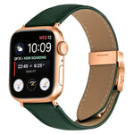 Bracelet de montre en cuir à boucle tortue en or rose texturé litchi, compatible avec Apple Watch 46 mm / 49 mm / 45 mm / 44 mm et Apple Watch 42 mm / 41 mm / 40 mm / 38 mm.