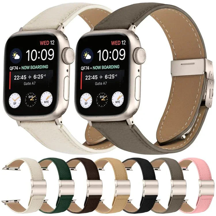Bracelet de montre en cuir à boucle ardillon effet tortue, motif litchi et étoiles, compatible avec Apple Watch 46 mm / 49 mm / 45 mm / 44 mm et Apple Watch 42 mm / 41 mm / 40 mm / 38 mm.