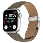 Bracelet de montre en cuir argenté texturé litchi avec boucle en forme de carapace de tortue, compatible avec Apple Watch 46 mm / 49 mm / 45 mm / 44 mm et Apple Watch 42 mm / 41 mm / 40 mm / 38 mm.