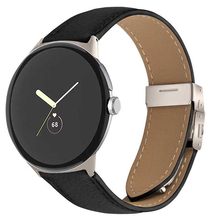 Bracelet de montre en cuir avec boucle texturée Litchi et motif Starlight, pour Google Pixel Watch 4 / 3 / 2 / 1 41 mm