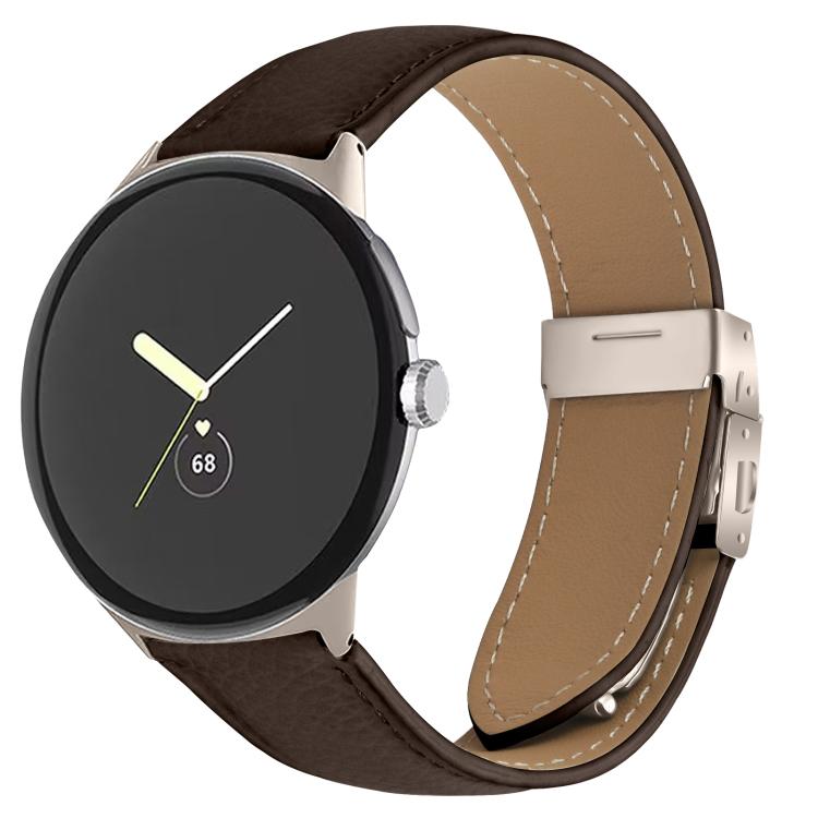 Bracelet de montre en cuir avec boucle texturée Litchi et motif Starlight, pour Google Pixel Watch 4 / 3 / 2 / 1 41 mm