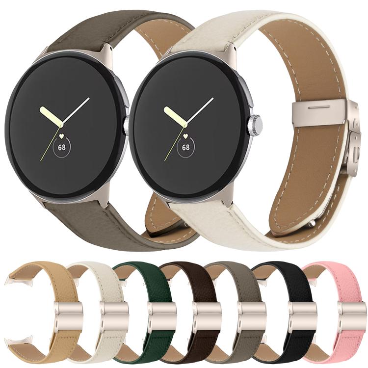 Bracelet de montre en cuir avec boucle texturée Litchi et motif Starlight, pour Google Pixel Watch 4 / 3 / 2 / 1 41 mm