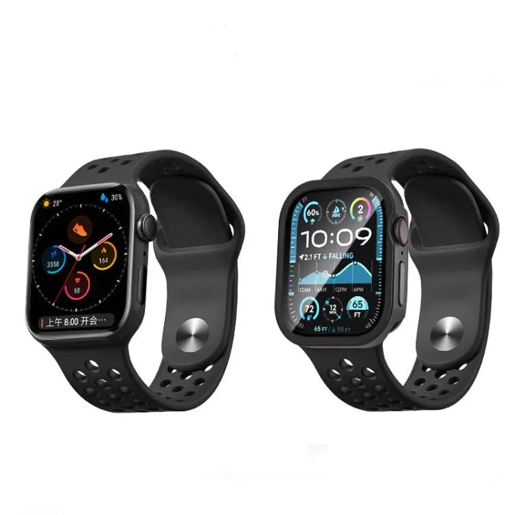 Boîtier de montre en aluminium avec film trempé et film intégré, pour Apple Watch Series 11/10 46 mm