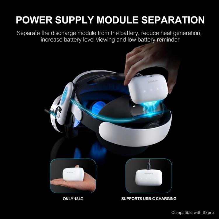 BOBOVR B100 Pour BOBOVR S3 Pro Batterie de remplacement 10000mAh Accessoire de sangle de tête VR, B100