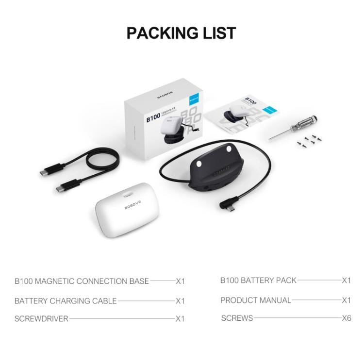 BOBOVR B100U pour BOBOVR M1 / M2 / M3 Batterie de Remplacement Accessoires de Sangle de Tête VR, B100U
