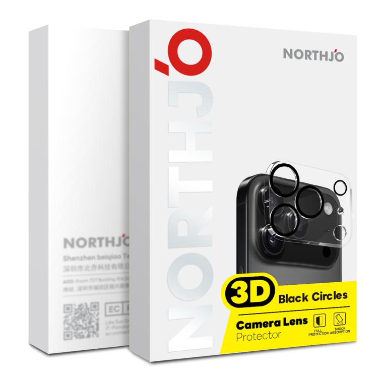 2 protections d'objectif d'appareil photo NORTHJO Film en verre trempé 3D Night Shot, pour iPhone 17 Pro Max, pour iPhone 17 Pro, pour iPhone 17, pour iPhone Air