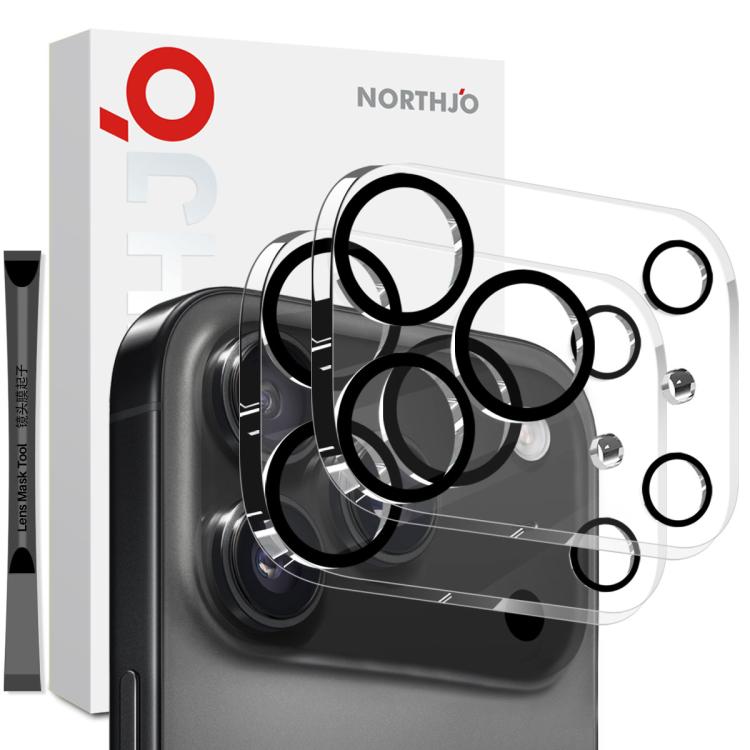 2 protections d'objectif d'appareil photo NORTHJO Film en verre trempé 3D Night Shot, pour iPhone 17 Pro Max, pour iPhone 17 Pro, pour iPhone 17, pour iPhone Air