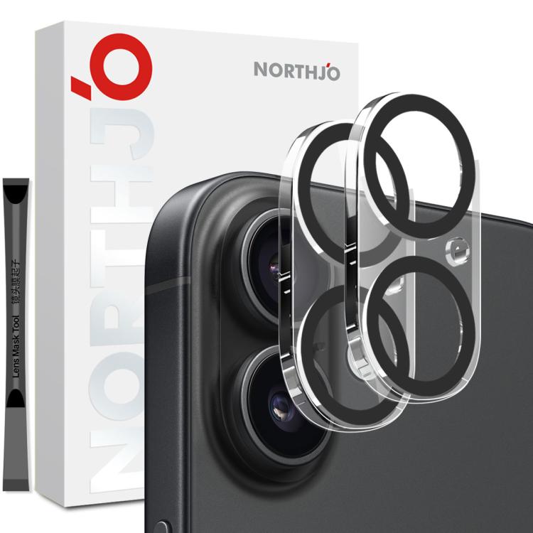 2 protections d'objectif d'appareil photo NORTHJO Film en verre trempé 3D Night Shot, pour iPhone 17 Pro Max, pour iPhone 17 Pro, pour iPhone 17, pour iPhone Air