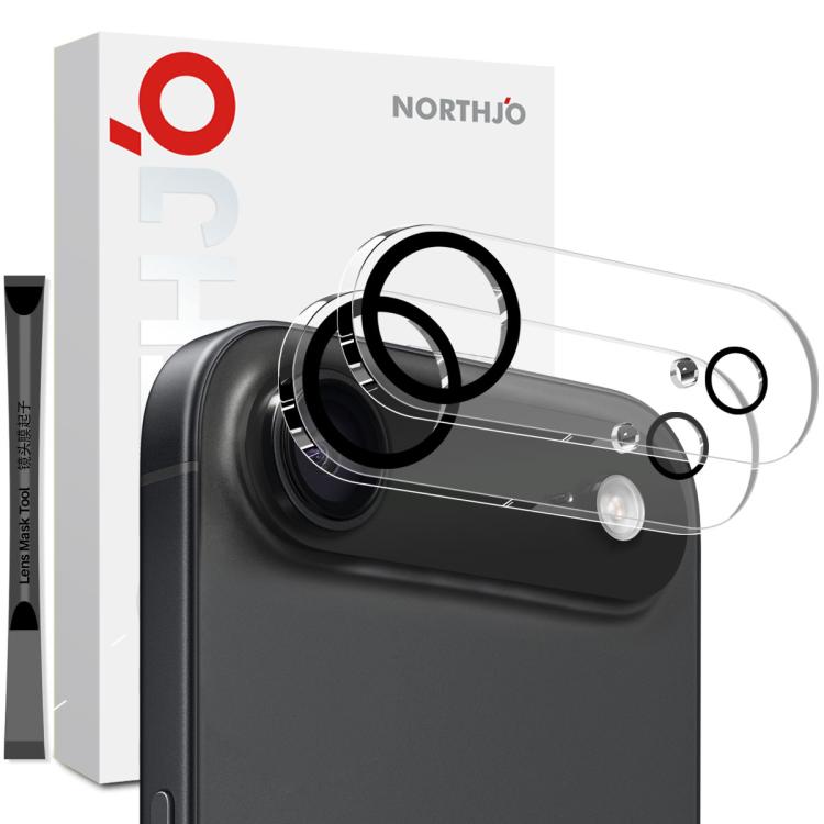 2 protections d'objectif d'appareil photo NORTHJO Film en verre trempé 3D Night Shot, pour iPhone 17 Pro Max, pour iPhone 17 Pro, pour iPhone 17, pour iPhone Air