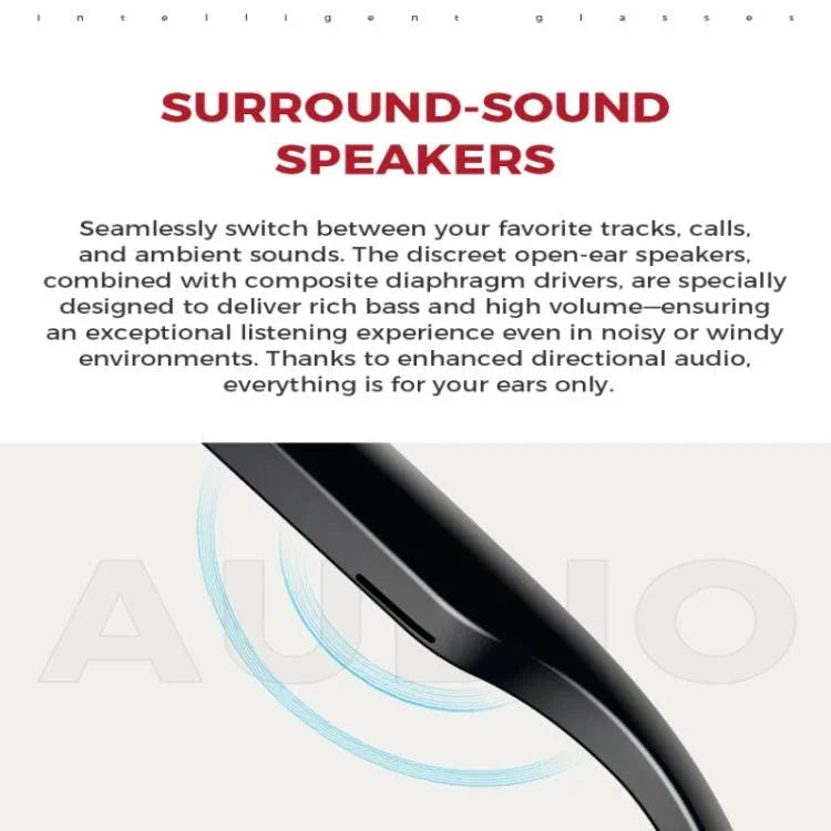 Lunettes intelligentes M01, avec caméra HD, prise en charge des appels Bluetooth et traduction intelligente par IA