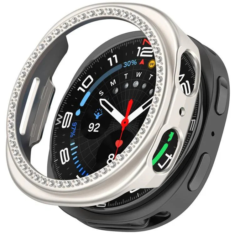 Boîtier de montre PC creux à demi-couverture en diamant à une rangée, pour Samsung Galaxy Watch 8 44 mm, pour Samsung Galaxy Watch 8 40 mm