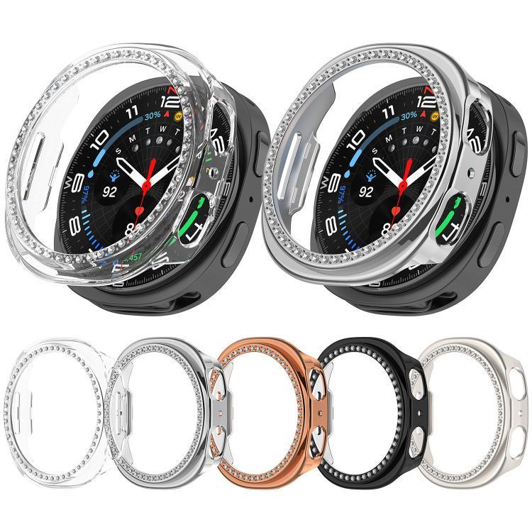 Boîtier de montre PC creux à demi-couverture en diamant à une rangée, pour Samsung Galaxy Watch 8 44 mm, pour Samsung Galaxy Watch 8 40 mm