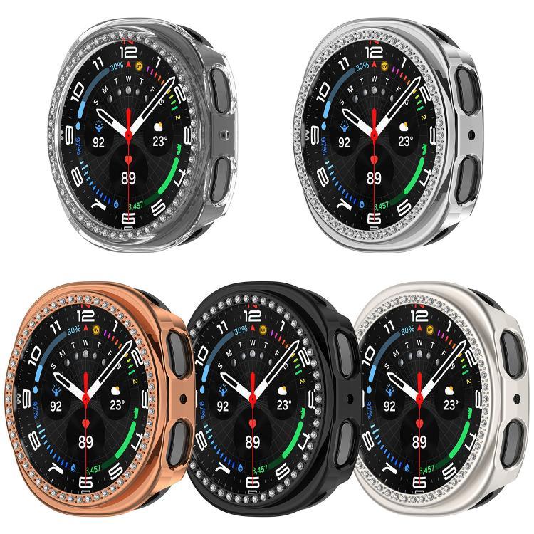 Boîtier de montre PC creux à demi-couverture en diamant à une rangée, pour Samsung Galaxy Watch 8 44 mm, pour Samsung Galaxy Watch 8 40 mm
