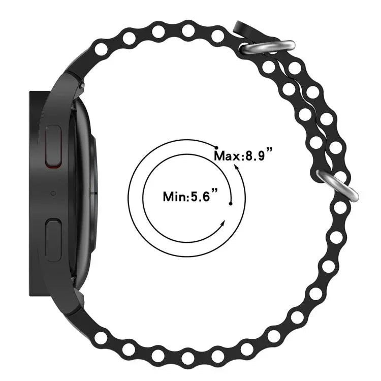 Marine Silver Buckle Silicone Watch Band, For Samsung Galaxy Watch 7 40 / 44mm