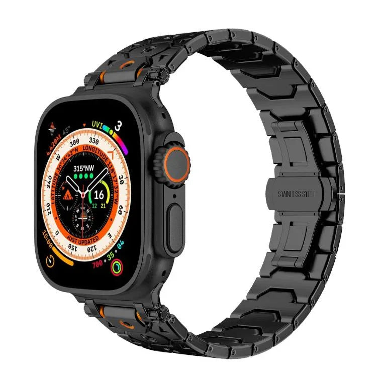 Montre octogonale en acier inoxydable, compatible avec Apple Watch 46 mm / 49 mm / 45 mm / 44 mm