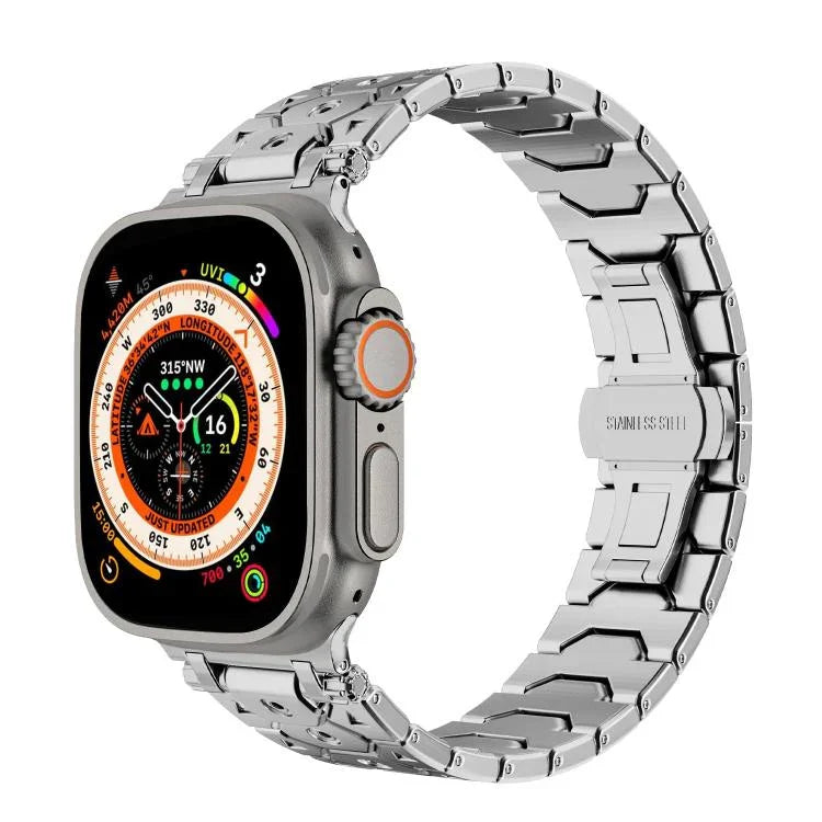 Montre octogonale en acier inoxydable, compatible avec Apple Watch 46 mm / 49 mm / 45 mm / 44 mm