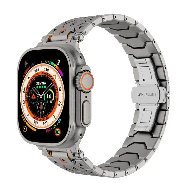 Montre octogonale en acier inoxydable, compatible avec Apple Watch 46 mm / 49 mm / 45 mm / 44 mm