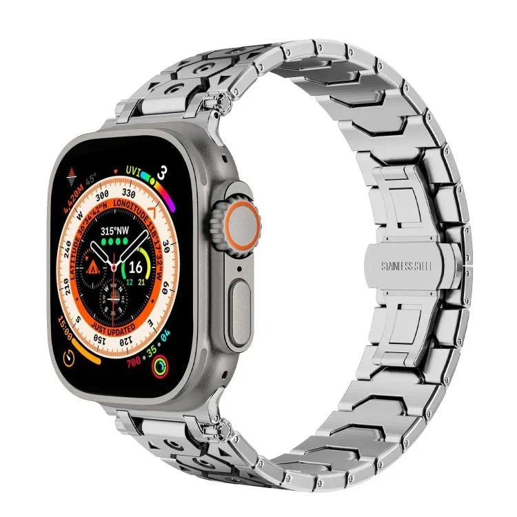 Montre octogonale en acier inoxydable, compatible avec Apple Watch 46 mm / 49 mm / 45 mm / 44 mm