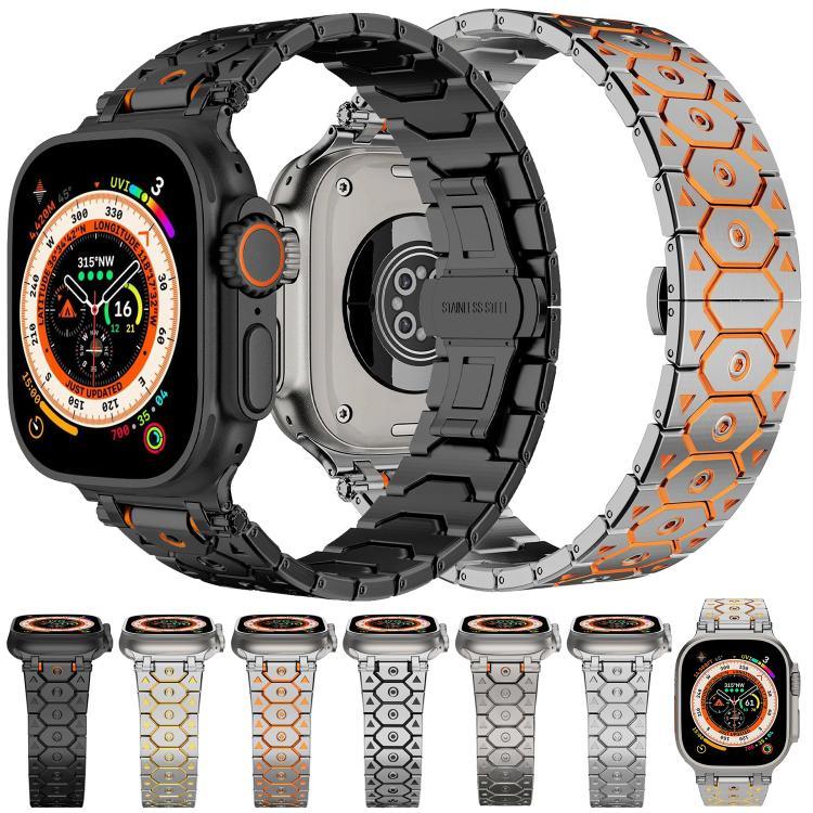 Montre octogonale en acier inoxydable, compatible avec Apple Watch 46 mm / 49 mm / 45 mm / 44 mm
