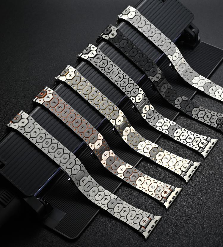 Montre octogonale en acier inoxydable, compatible avec Apple Watch 46 mm / 49 mm / 45 mm / 44 mm