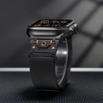 Bracelet de montre magnétique en acier milanais, pour Apple Watch 46 mm / 49 mm / 45 mm / 44 mm